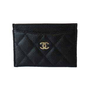 Chanel CC Caviar Quilted Card Holder Black